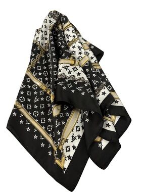 Designer Inspired Monogram Print Large Scarf Square Hair Neck Bag Wrap